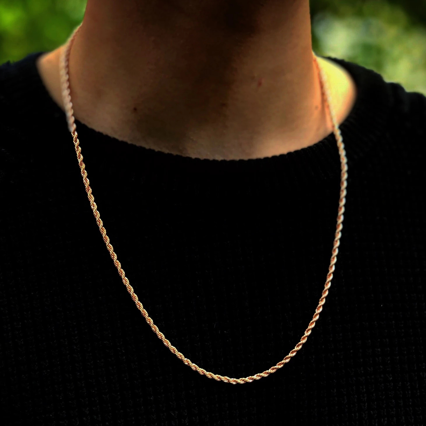 3mm 18K Gold Finish Rope Chain - Helloice Jewelry