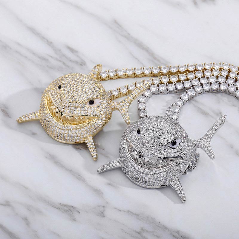 6ix9ine New Iced Shark Pendant Helloice Jewelry