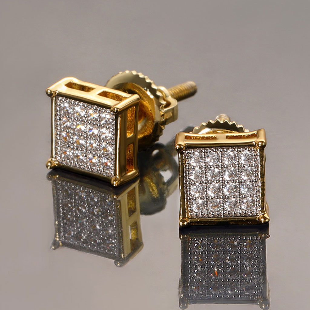 Square cut diamond earrings