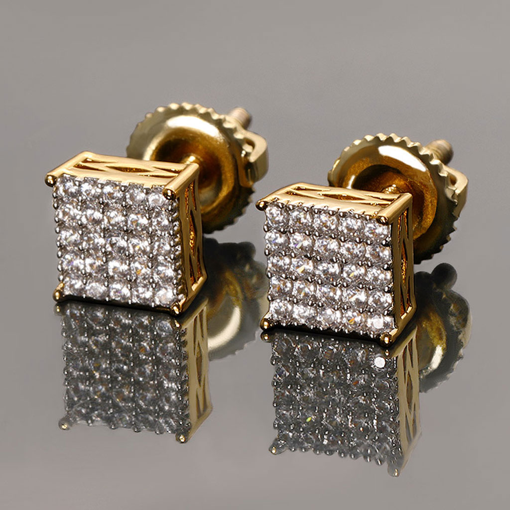 Square Stud Earrings-5*5mm - Helloice Jewelry