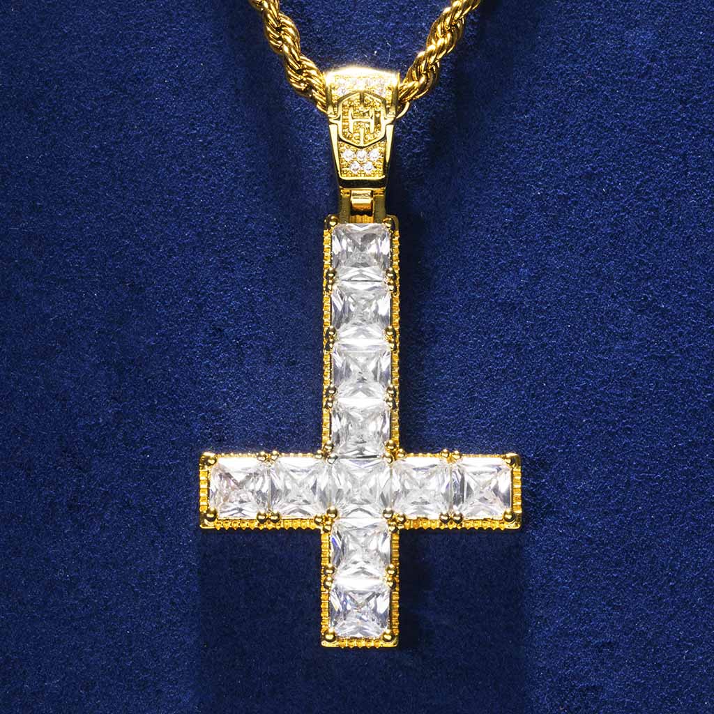 Upside Down Cross Pendant in Gold - Helloice Jewelry