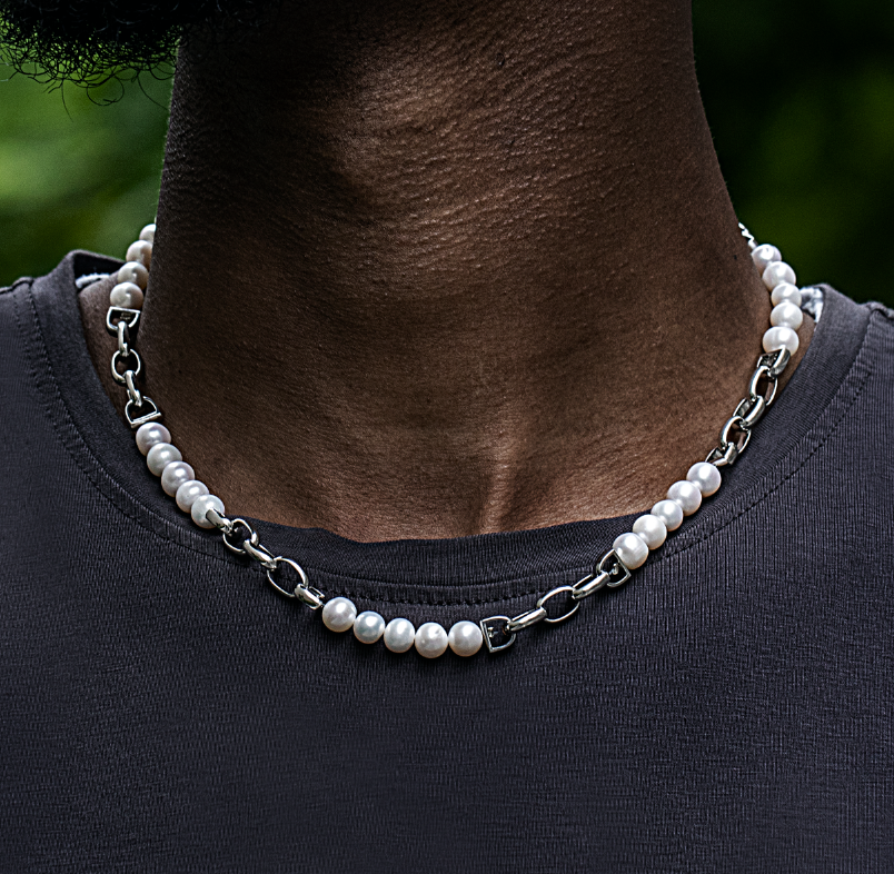 Freshwater Pearl With Stainless Steel Chain Necklace - Helloice Jewelry