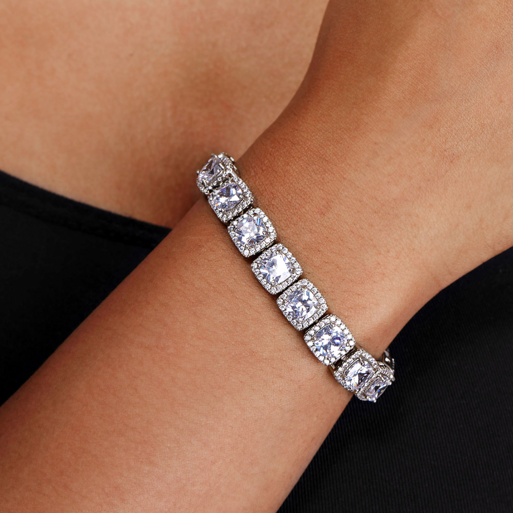 Check this out from Helloice! Women's 10mm Clustered Tennis Bracelet in White Gold