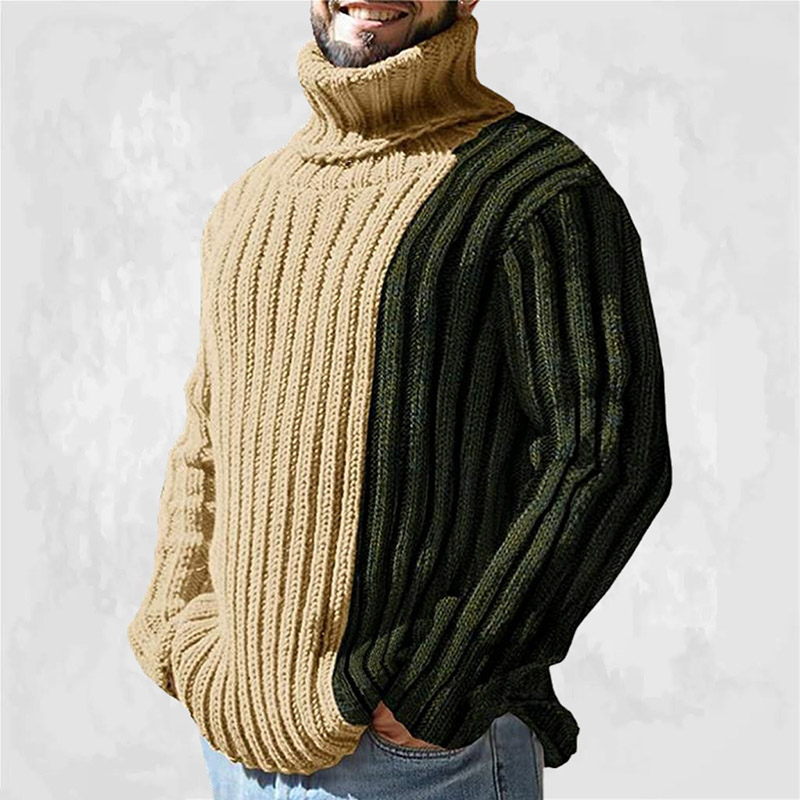 panelled contrast turtleneck sweater - Helloice Jewelry