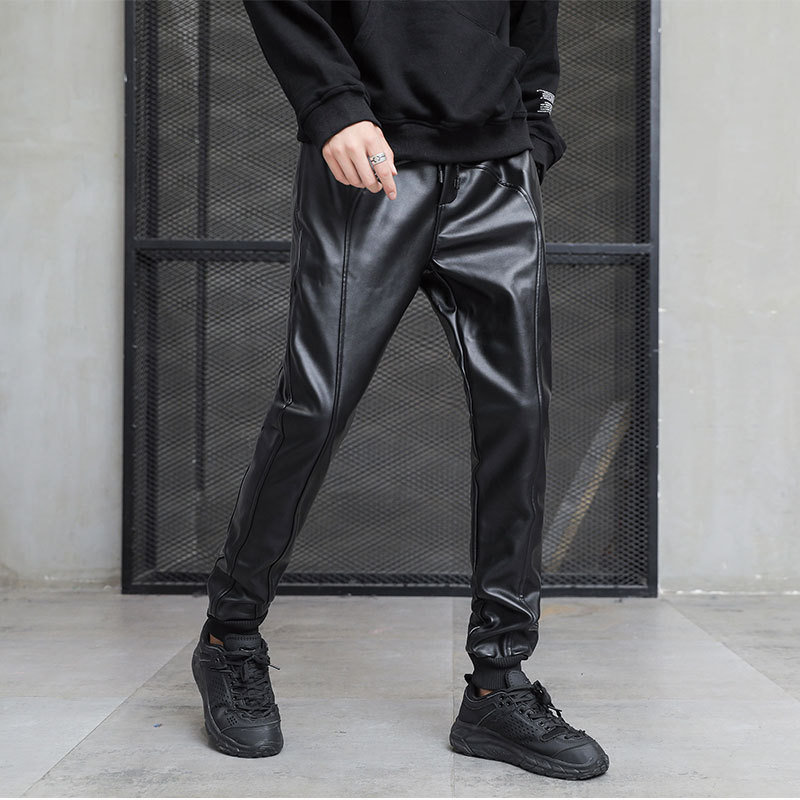 Check this out from Helloice! Loose leather trousers