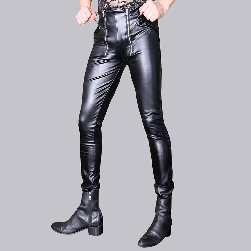 Skinny motorcycle leather pants - Helloice Jewelry