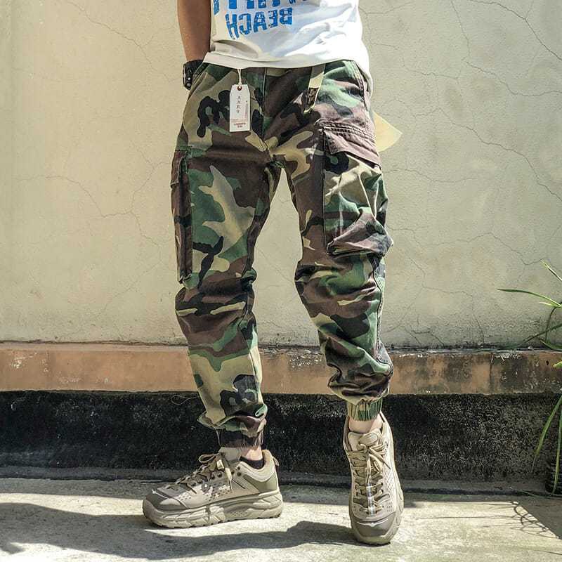 Vintage Camo Pants Washed Cargo Casual Pants - Helloice Jewelry