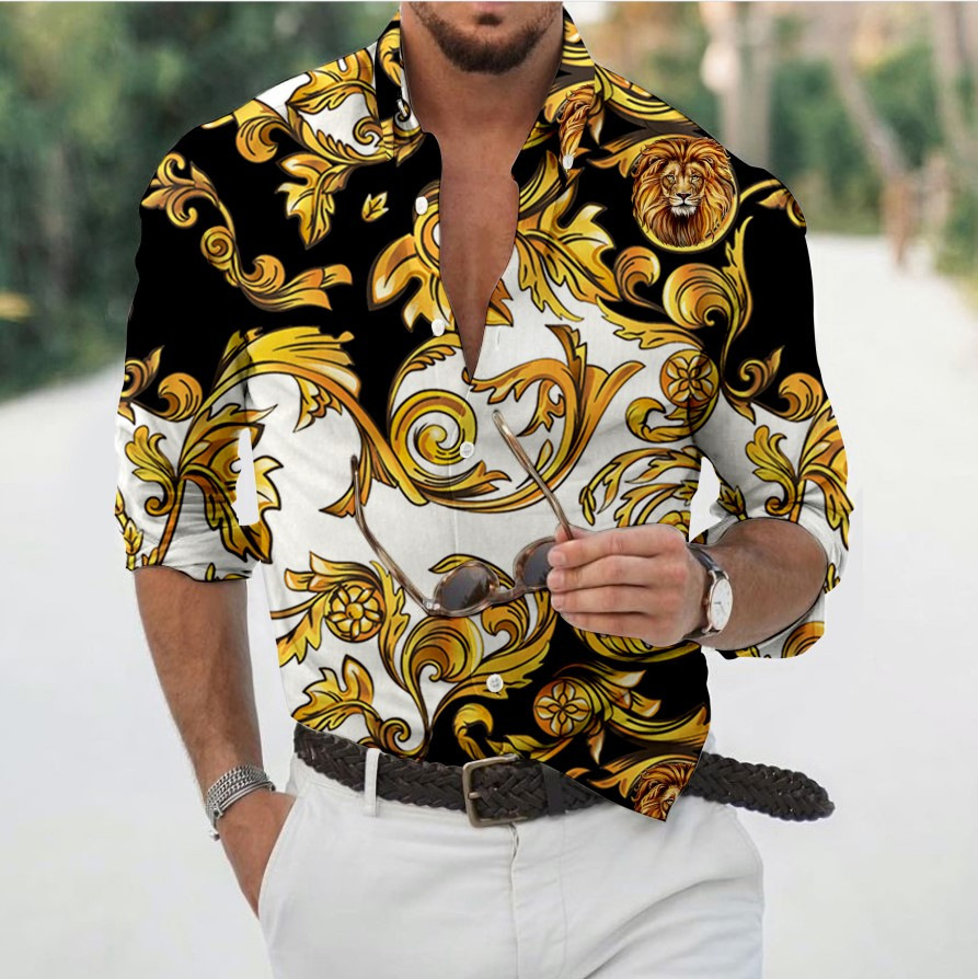 Baroque Long Sleeve Resort Shirt - Helloice Jewelry