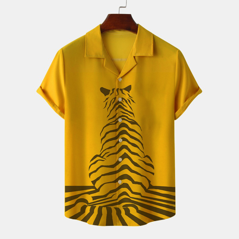 Tiger And Lion Print Shirt - Helloice Jewelry