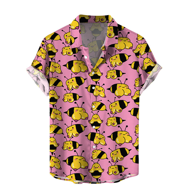 Funny Bee Boobs Print Hawaiian Shirts - Helloice Jewelry
