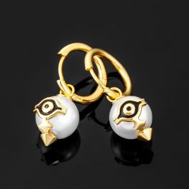 Eye of Amulet Pearl Corn Dangle Earrings