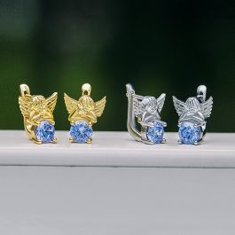 Sapphire Sleeping Angel Earrings
