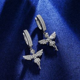 Moissanite Praying Angel Dangle Earrings in S925 Sterling Silver