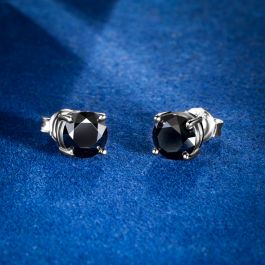 1Ct Moissanite Round Black Stud Earrings in S925 Silver