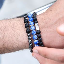 3pcs Personalized Engraved Turquoise Beads Bracelet