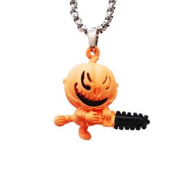 Halloween Funny Pumpkin with Chainsaw Pendant