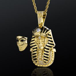 Egypt Pharaoh Magnetic Detachable Skull Mask Pendant in Gold