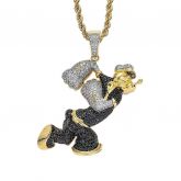 Iced  Muscular Sailor Pendant in Gold
