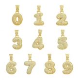 Iced Numbers Pendant in Gold