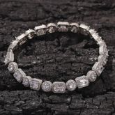 8mm 8" Round and Baguette Cut Bracelet in 18K White Gold