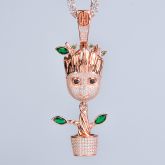 Iced Tree Man Pendant in Rose Gold