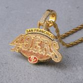 Iced S F 49ers Pendant in Gold