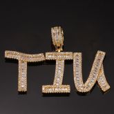 Iced Custom Baguette Letters Pendant in Gold