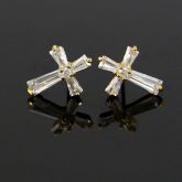 Iced Cross Stud Earrings in Gold
