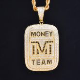 Money Team Dog Tag Pendant in Gold