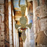 Gold Eye of Horus Ankh Cross Pendant