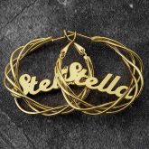 Personalized 1.6" Open Twisted Name Hoop Earrings