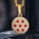 Iced Seven-Star Ball Pendant in Gold