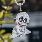 Iced Baby Pendant in White Gold