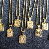 Initial Medallion Letter Pendant Necklace in Gold
