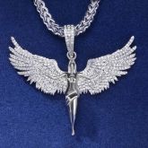 Iced Angel Pendant in White Gold