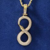Iced “8" Ouroboros  Pendant in Gold