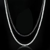 5mm Tennis Chain in White Gold + 5mm Black Stones Tennis Chain in Black Gold Set