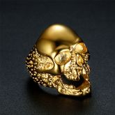 Skull Titanium Steel Ring in Gold