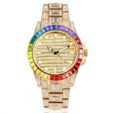 Rainbow Baguette Luminous Dial Watch in Gold