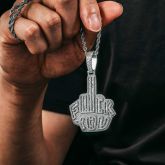 Iced “F**k You” Pendant in White Gold