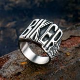 Letters Biker Stainless Steel Ring