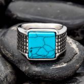 Square Turquoise Stainless Steel Ring