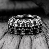Skull Surrounded Stainless Steel Ring
