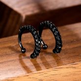 Round Black Stones Ear Clip Without Ear Pierced