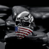 American Flag Skull Stainless Steel Ring