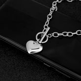Women's Stainless Steel Heart Toggle Clasp Necklace