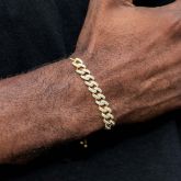 Adjustable Iced Cuban Chain Bracelet in Gold