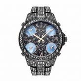 Micro Paved Blue Men's Watch in Black Gold