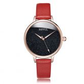 Minimalist Dial Women's Watch with Red Leather Strap