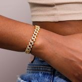 Women's Iced 8mm Cuban Link Bracelet in Gold
